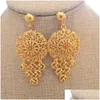 Boucles d'oreilles Collier 24K Dubai Gold Color Ensembles de bijoux pour femmes de luxe mariée africaine ornement de mariage femme cadeaux anneaux livraison directe Dh54T