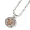 Hip Hop Round Pendant Necklace Full Bling Zircon 18K Real Gold Plated Jewelry