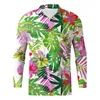 Men's Casual Shirts Fashion Men Shirt Tropical Floral Printing Lapel 2022 Long Sleeve Streetwear Camisa Masculina Button Blouse Leisure Tops