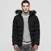 Men's Invern Winter acolchoado jaqueta de moda colarinho de pele destacável Seção curta britânica Plus Homem quente com capuz de lã