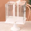 Presentomslag 4/6/8/10 tum husdjur Square Transparent Cake Box Birthday Surprise Baking Packaging Clear Toy Wedding Party Supplies