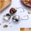 Coffee Tea Tools Heart Shaped Infuser Mesh Ball Stainless Steel Loose Herbal Spice Locking Filter Strainer Diffuser Drop Delivery Dh23A