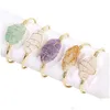 Bracelet Gemstone Bijoux Cadeaux Femmes Irregar Cristal Quartz Pierre Naturelle Bracelets Goldcolor Fil Wrap Métal Manchette Bracelets Drop Delive Dhiyx