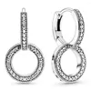 Hoopörhängen 925 Silver Hoops Women Double Shiny Original Dingle With Stones Modern Fine Fashion Crystal 2022 Trend Girl Luxury Jewelry