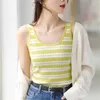 Women's Tanks Stripe Knitted Sleeveless Small Vest For Women With Red Fashionable Short Top In Summer 2022