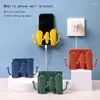 Hooks Creative Cactus Shaped Cell Phone Holder Wall-mounted Remote Control Mobile Hanging Plastic Rack With Hook Charging Base Bracket