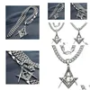 Collares pendientes Sier Tone Mens Acero inoxidable Masonry Masonic Mason Chain Necklace N282361 Drop Delivery Jewelry Pendants Dhws0