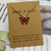 Multicolor Butterfly Pendant Necklace with Wish Card Cute Butterfly Clavicle Chain Necklaces Gift for Love Friend