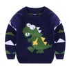 Jungen und Mädchen Dinosaurierpullover plus Fleece warm verdickter Bodenpullover