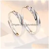 Couple Rings Sterling Sier Couples Ring Titanium Steel Diamond European And American Fashion Openable Drop Delivery Jewelry Dh8C4