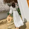 Casual Dresses Ordifree 2022 Boho Women Maxi Party Dress Single Breasted Sexy White Lace Cotton Tunic Long Beach Summer Vocation