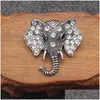 Spille Spille Gioielli vintage Grande elefante Spilla placcata oro per le donne Strass di cristallo Distintivo animale Abito Sciarpa Pin Lega Goccia De Dhner