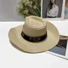Шляпы с широкими полями Ведро Дизайнерская соломенная шляпа с изогнутыми полями, ковбойская большая плетеная солнцезащитная повседневная защита, дышащая 1FO1