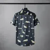 Men's Casual Shirts Summer Jungle Elephants Printed Male Luxury Short Sleeve Men Clothing Business Social Formal Dress Tuxedo