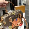 Сумка с подушкой в точку Печатная садовая сумка Lady Speedy Handbag 85 Большая емкость 5a Качество Tote Fashion Тиснение Цветные буквы Воловья ручка 3 цвета Сумка