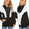 Hoodies النسائية الأسود الرمادي المرقعة 2022 تصميم بلوزات النساء العرق غير الرسمي الفتيات الأوروبية قمم كورية