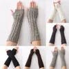 Knee Pads Women Winter Warm Wrist Arm Hand Warmer Knit Long Fingerless Elbow Gloves Mitten