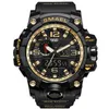 Smael 1545 Men Men Sports Watches مزدوج عرض رقمي التصوير الرقمي LED الإلكترونية Quartz Wristwatches العسكرية العسكرية WA282B