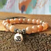 Link Armbänder Großhandel 8 mm Grade Sunstone Ohm Charm Armband natürlichen Edelstein Yoga Energie spirituelle Meditation