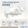 Storage Boxes Bins Shoe Clear Plastic Stackable Organizer For Closet Foldable Shoes Containers Holders Drop Delivery Home Garden H Dh23W