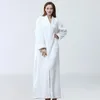 Damen-Nachtwäsche, warm, locker, langer Bademantel für Damen, solider Reißverschluss, Winter-Flanell, Damen-Robe, Frottee, dick, flauschig, Morgenmantel für Damen