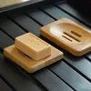 3 Styles Natural Bamboo Soap Dishes Tray Holder Storage Soap Rack Plate Box Container Portable Bathroom Soaps Dish ss1223