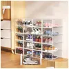 보관 상자 상자 플라스틱 신발 상자 운동화 Clear Casest Stackable Shoes Rack For Closet Foldable Drop Delivery 홈 정원 Housek Dhv0T