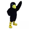 Long Fur Black Bird Mascot Costume Crow Cartoon Party Clothing Fancy Dress Character Carnival Halloween Xmas Parade Suit