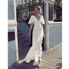 V Neck Sheath Wedding Dresses Front Split Backless Bridal Dress Floor Length Wedding Dresses Custom