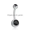 Navel Bell Button Rings New Stainless Steel Belly Crystal Rhinestone Body Piercing Bars Jewlery For Womens Bikini Fashion Dhgarden Dhodi