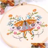 Other Arts And Crafts Creative Embroidery Diy Material Package Beginner Semifinished Product Kit Animals Butterfly Cross Stitch Drop Dhwpg