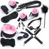 Beauty Items Leather Nylon Handcuffs Whip Mouth Gag Bondage BDSM Kits sexy Toys For Women Adult Games Exotic Products