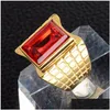 Bagues de cluster Haute Qualité Titanium Acier inoxydable pour hommes / femme Birthstone Colorf Stone Bague 24K Gold Couleur Mariage 2021 1 Drop Dhzz5