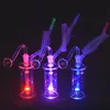 2 ensembles LED Glow verre brûleur à mazout Bong narguilé poche barboteur pipe à fumer grande taille matrice percolater cendrier Bong avec pot d'huile mâle et tube en silicone et accessoires