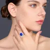 Обручальные кольца качество принцесса Cut Crystal для женщин голубое красное зеленое циркон -камень обручальная вечеринка Регулируемые украшения