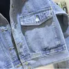 Damenjacken 2022 Frühling Herbst Kurze Jeansjacke Frauen Koreanische Vintage Große Tasche Einreiher Jeans Lose Outwear G267