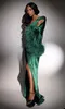 Glamorous Prom Dresses Mermaid One Sleeve with Feather Soft Satin Special Design Solid Color Backless High Split Zipper Court Gown Formal Gowns Party Wear