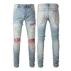 Markowe dżinsy dla mężczyzn Jeans Man Pants Men Skinny Rip Denim Biker Star Paint Distress Pant Haft Slim Fit Stretch Motocykl Hip Hop Proste nogawki Halloween 20ss