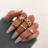Eheringe Vintage vergoldet für Frauen Retro ästhetische Metall Perle Kristall Schmetterling Stapelset Anillos Trending Schmuck