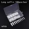 False Nails 100pcs/box Clear/Natural/white Nail Art Tips Coffin Flat Shape Full Cover Manicure Fake