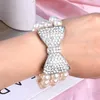 Bracelet perle mode nœud grand bracelet réglable pour femmes géométrique haute qualité luxe coréen élastique bijoux