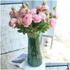 Fleurs décoratives Couronnes Artificielle Western Rose 3 Tête Pivoine Fête De Mariage Décor À La Maison Soie Matériaux Fleur Faux Drop Delivery Dhlce