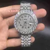 Prong set diamant heren horloge zilveren roestvrijstalen kas riem horloges Arabische digitale schaal automatische mechanische polshorloge276a