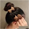 H￥rgummiband Korea Dongdamen Autumn and Winter Color Flocking Bow Circle Simple Temperament High Elastic Binding Headrope Drop DH9XA