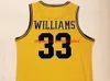 Maillot de basket-ball personnalisé Williams # 33 Dupont High School S-5XL jaune