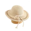 Hats XEONGKVI Europe America Wide Brim Parent-Child Sun Spring Summer Brand Beach Straw Cap For Women Girl