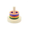 Autres fournitures d'oiseaux Perrot Plate-forme en bois Plastics Rings Intelligence Training m￢cher Puzzle Toy Pet Supply