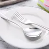 Ensembles de vaisselle boîte de rangement coulissante créative en acier inoxydable vaisselle Portable cuillère fourchette baguettes ensemble de trois pièces
