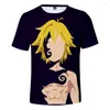 Mens T Shirts Seven Deadly Sins 3D Shirt Meliodas t-shirt kortärmad tee klassisk anime man tryckt tshirt topp cosplay kläder