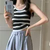 Women's Tanks Stripe Knitted Sleeveless Small Vest For Women With Red Fashionable Short Top In Summer 2022